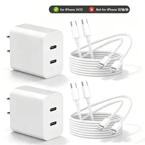 [MFI Certified] Dual USB-C Fast Charging Wall Charger Set for iPhone 14/13, Includes a 10-Ft Extra-Long USB-C to Lightning Fast Charging Cable, Compatible for iPhone 14/13/12/11/XR/XS/SE, iPad 9, and iPad 8