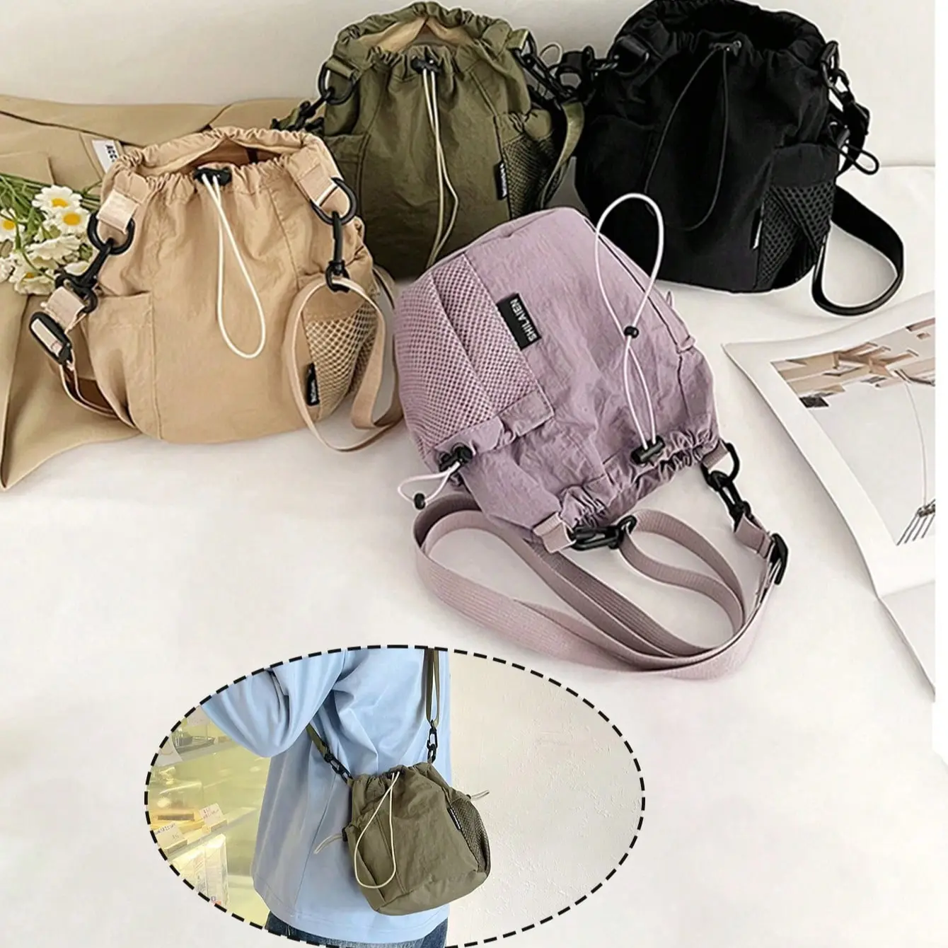 Women's Small Single Shoulder Bag, Plain Color Crossbody Phone Bag with Zipper Pocket, Casual Simple Coin Purse and Earphone Holder, Crossbody Bags