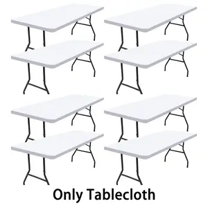 Sunfans 8 Pack Rectangular Spandex Tablecloth, Fitted and Stretchy Table covers, Washable Patio Table Cover for Outdoor, Camping, Banquet and Parties
