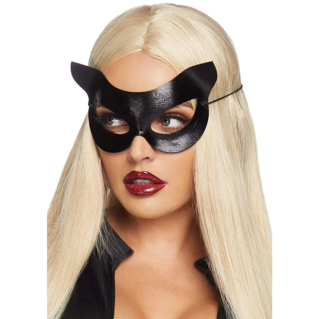 Vinyl Wet-Look Kitty Costume Mask - Minimalist Party Accessory with Elastic Strap for Halloween, Cosplay Seductive Events (Festive & Party Supplies)