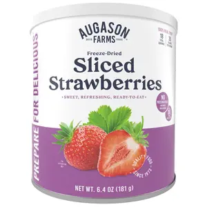 Augason Farms Freeze Dried Sliced Strawberries 6.4 oz No. 10 Can Augason Farms Freeze Dried Sliced Strawberries 6.4 oz No. 10 Can