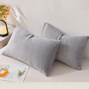 2 pc Flannel Pillowcases King Size, Luxury Cozy Fuzzy Velvet Better Warmth Pillow Shams for Winter, Super Soft Fleece Pillow Case Cover for Bedroom, Sofa, Couch