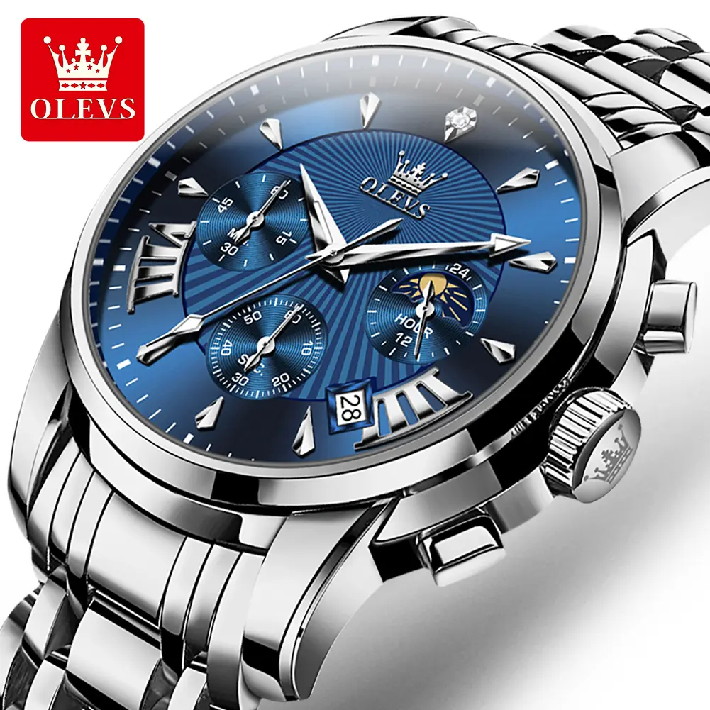 OLEVS Men's Quartz Watch, Cool Sports Style, Multi-Functional, Waterproof & Luminous Dial