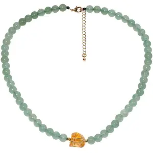 Raw Citrine Beaded on Green Aventurine Collar
