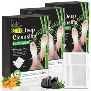 3 Box 2 in 1 Foot Pads 12Pcs Natural Bamboo Vinegar Ginger Powder Toxin Removal Better Sleep Deep Cleansing Pads Healthy Healthcare Solution Treatment