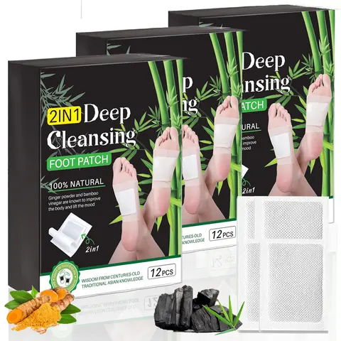 MBZPE Natural Bamboo Vinegar Ginger Powder Foot Pads - Ginger-Vinegar Mix with Wormwood Extract, 3 Boxes (36 Pcs) Non-Toxic 2-in-1 Toxin Removal Cleanse Deep Cleaning Foot Masks for Sleep & Self-Care