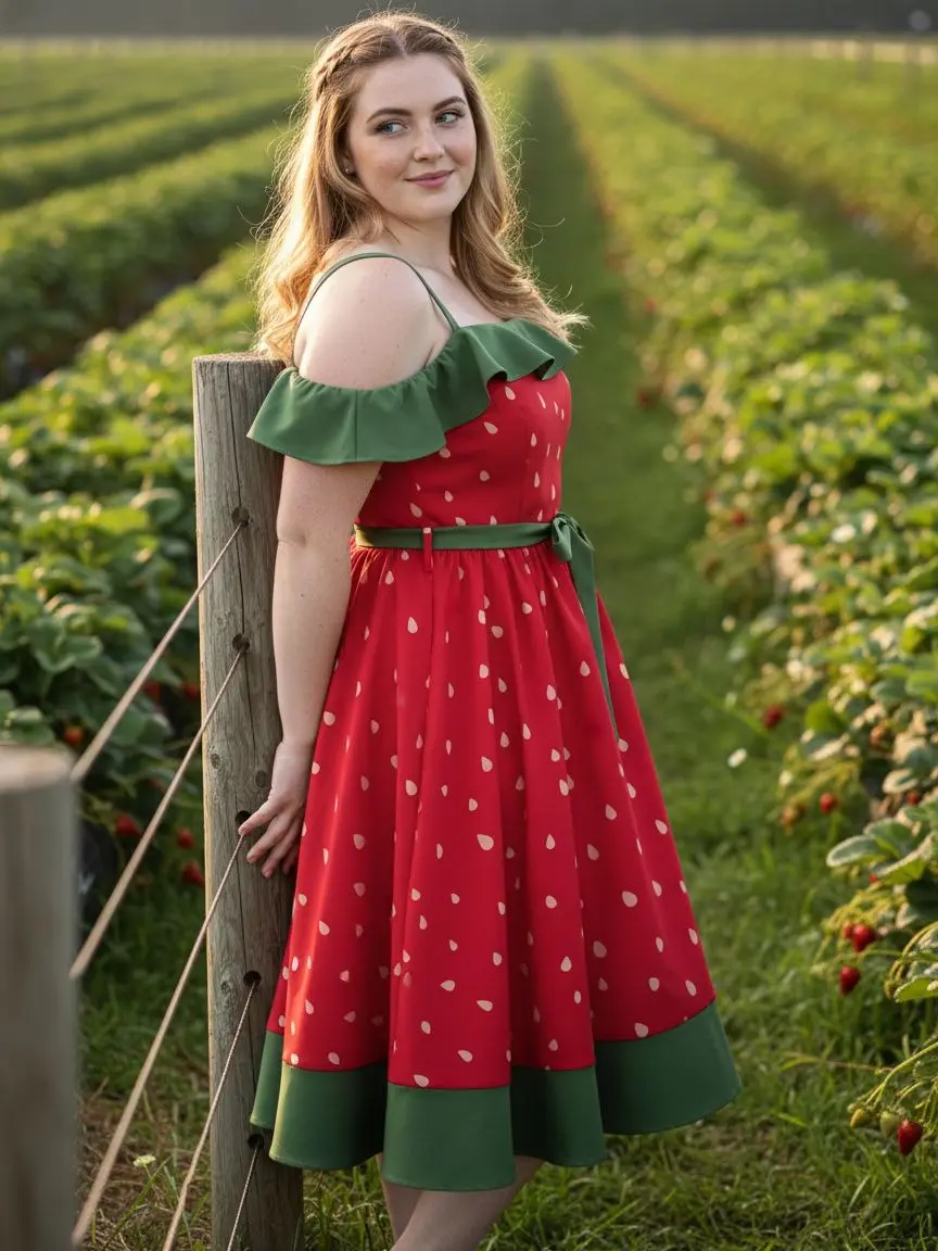 RETRO STAGE Women's Plus Size Sleeveless Strawberry Dress - Bohemian Vintage Aesthetic Summer Casual Wear, Curvy Clothing with Bow Detail, Ruffled Trim, Back Zip, Curvy Dresses Plus Size - TikTok Shop RETRO STAGE Women's Plus Size Sleeveless Strawberry Dress - Bohemian Vintage Aesthetic Summer Casual Wear, Curvy Clothing with Bow Detail, Ruffled Trim, Back Zip, Curvy Dresses Plus Size - TikTok Shop