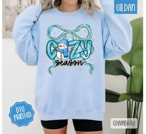 Cozy Season Snowman Sweatshirt, Trendy Women's Christmas Sweater