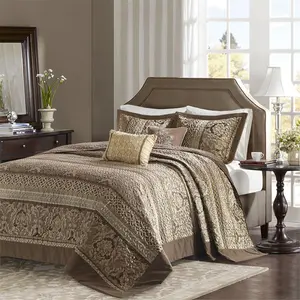 Madison Park  5 Piece Jacquard Bedspread Set - Brown, King Size