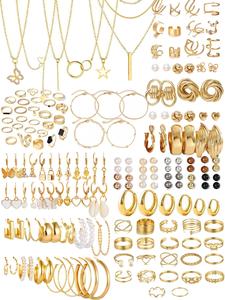 women's elegant faux pearl decor jewelry set, butterfly & flower design beads necklace & earrings & rings & bracelet, gifts for her, fashion jewelry accessories for women & girls, gifts for girlfriend, valentine's day, gift bracelet for women