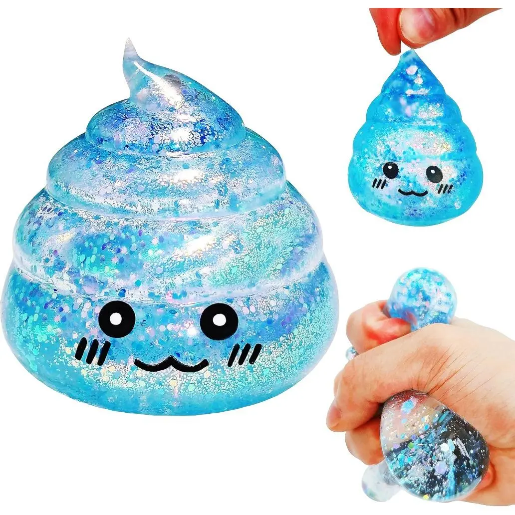 Novelty Squishy Poop Stress Ball, Glitter Poop Sensory Toy for Anxiety Relief & Fun, Perfect Gift for Adults Teens Kids