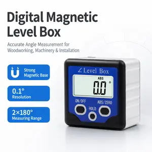 Magnetic Digital Angle Gauge Level Box, 0.1° LCD Inclinometer with Magnetic Base, Compact Angle Finder for Woodworking, Home Installation, Machinery & Metalworking
