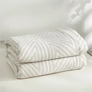 Boho 100% Cotton Herringbone Blanket – Queen Size 90''×80'' | Breathable, All-Season Throw for Bed, Couch & Travel | Boho Home Decor