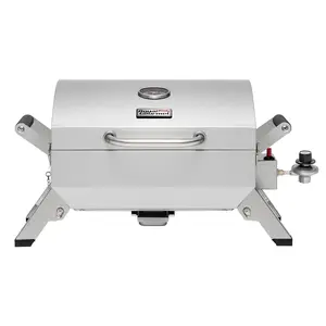 Royal Gourmet Stainless Steel Portable Grill with 2 Handles and Travel Locks, Tabletop Propane Gas Grill with Folding Legs barbecuegrill Outdoor BBQ