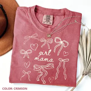 Comfort Colors Girl Mama T-shirt Coquette Girl Mama Tshirt Girl Mama Mothers Day Gift Tee For Mom Of Girls Coquette Bow Mama Tshirts, Trendy Gift
