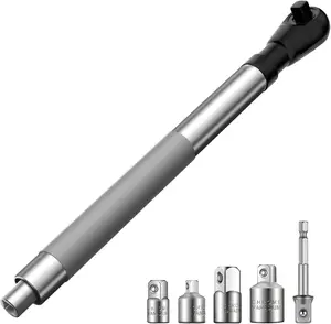 3/8" Offset Extension Wrench for Electric with Versatile 1/2", 1/4" Square Drive Adapters Impact Ratchet Extender, for Tight Spaces