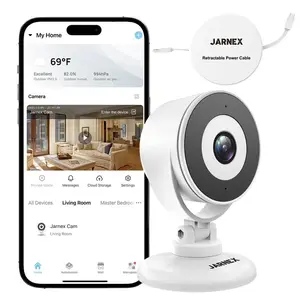 4MP 2K Indoor Smart Home Security Camera, Cable Management, Easy to Move, Bluetooth Quick Link, 2 Way Audio, Motion Deduction, Works with Alexa & Google Home Sitter Camera for Home
