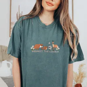 Respect Local Wildlife Embroidered Tshirt, Protect National Parks, Camping Outdoors Granola Girl Shirt, Environmental Tshirt, Comfort Colors