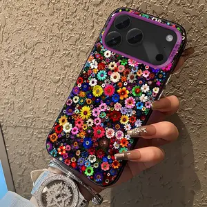 Bohemian Colorful Daisy Burst Phone Case for iPhone 17 Pro Max/16 Pro Max/15Pro Max 15/14/13/12 & Samsung S25 Ultra All Models,TPU Shockproof Protective Cover (Vibrant Retro Floral Print)