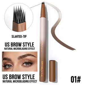 PHOFAY Slanted-Tip Microblading Eyebrow Pen Waterproof Smudge-Proof Natural US Brow Style Long-Lasting Liquid Brow Pencil for Realistic Salon-Quality Brows
