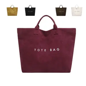 【Local Delivery】Maxoner Suede Bag for Women Large Solid Faux Suede Tote Bag Trendy Vintage Top Handle Handbag for Work Travel