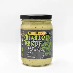 Diablo Verde - 1 Jar - Creamy Cilantro Sauce All Natural Keto Friendly Gluten Free - 3 heat level options