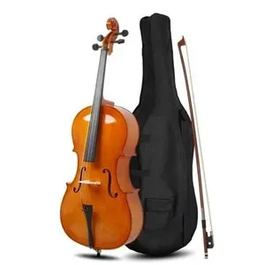 4/4 Full Size Natural BassWood Cello Set with Bag+Bow+Bridge+Rosin With Bag