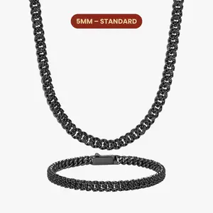 JAXXON Iced Out Cuban Set 5mm - Black - Box Clasp