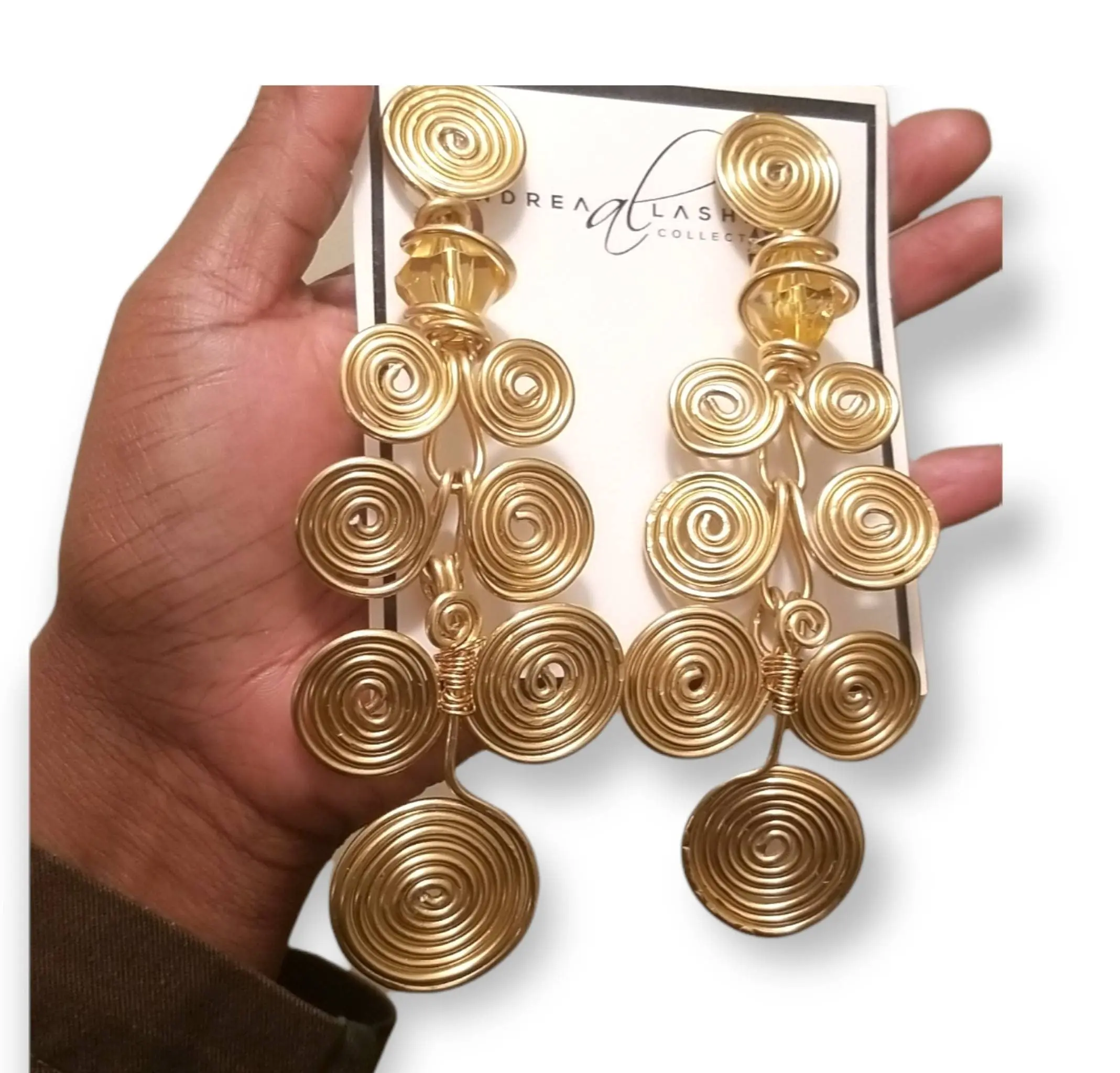Handmade Gold Large African Disc Earrings - Lightweight Boho Design Costume Jewelry, Secure Backs, Fashion Accessories, Juneteenth Gift Idea