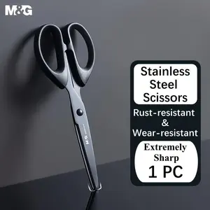 1pc Wear-resistant Stainless Steel M&G Stationery 160mm Scissors, Black Edge, Not Easy To Stick Glue, Household Handmade Life Durable, Office Supplies Single Handle Pack