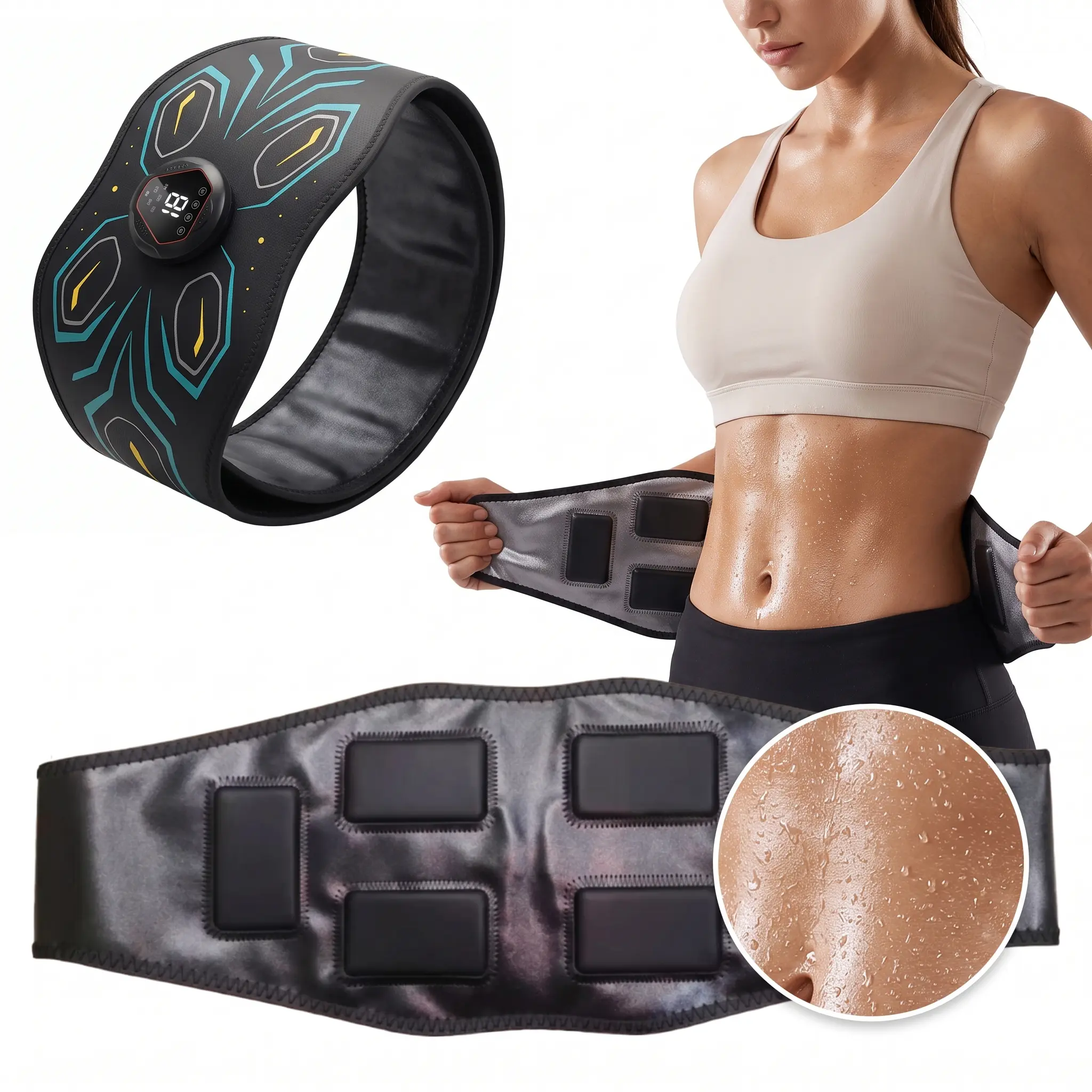 2. Smart adjustable fitness waist belt, sauna sweat-enhancing abdominal belt, abdominal exercise equipment, suitable for women’s home core training