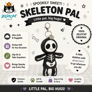 Skeleton Pal by Jellycat – Ultra Soft & Spooky Keychain, Little Skeleton Friend with Big Heart for Hug & Clip Anywhere