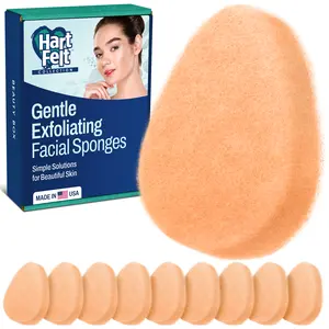 HartFelt Gentle Facial Exfoliation Beauty Box with Facial Scrub Super Soft Exfoliating Bath Sponges, Gift Box, 10pk