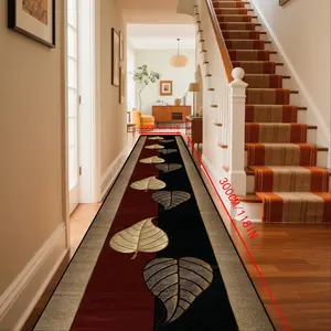 French Maple Leaf Design Rug, Boho Runner Rug, Washable Runner Carpet for Hallway & Living Room, Modern Fashion Hotel Style Outdoor Patio Camping Picnic Mat