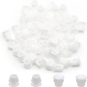 100PCS 6mm (1/4") White Plastic Flush Snap-in Locking Hole Plugs for Furniture Fencing Post Pipe Insert End Caps