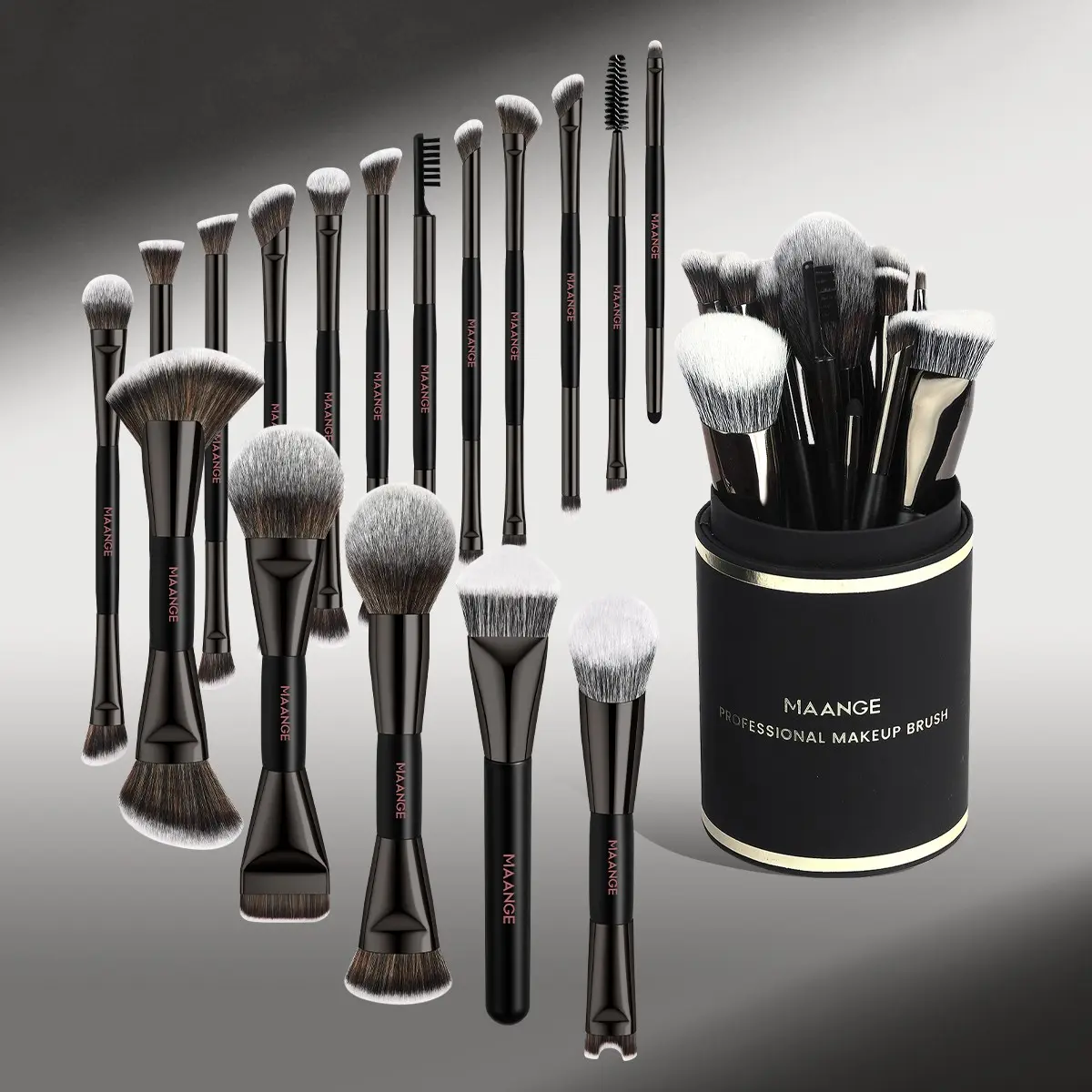 Maange 18-Piece Makeup Tool Set, Make Up Tools, Makeup Brush Kit, Beauty Brush Set, Face Makeup Brushes, Includes 17 Brushes + Brush Holder, Foundation Brush, Blush Brush, Powder Brush, Highlighter Brush, Eyeshadow Brush, Mascara Brush