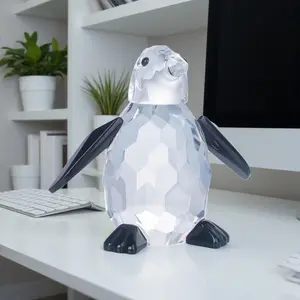 Crystal craft ornament in European style for desktop and living room decoration, penguin and puppy cartoon gift
