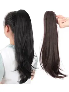 High Ponytail Clip-In Wig, Curled Long Tail, Realistic Fashion Medium Length Hair, Natural Ponytail Wig for Women, All Seasons, Synthetic Hair Wig