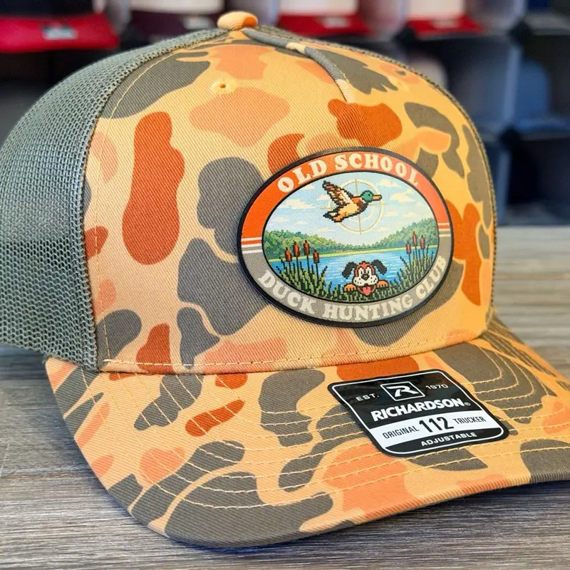 Retro Vintage Style Hunting Richardson 112 Mesh Snapback Camo Season Fowl Hat Bottomland Camo Richardson 112 Snapback Trucker Embroidered  main image 4