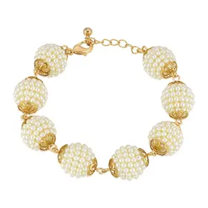 Multi Round Seeded Faux Pearl Ball Bracelet