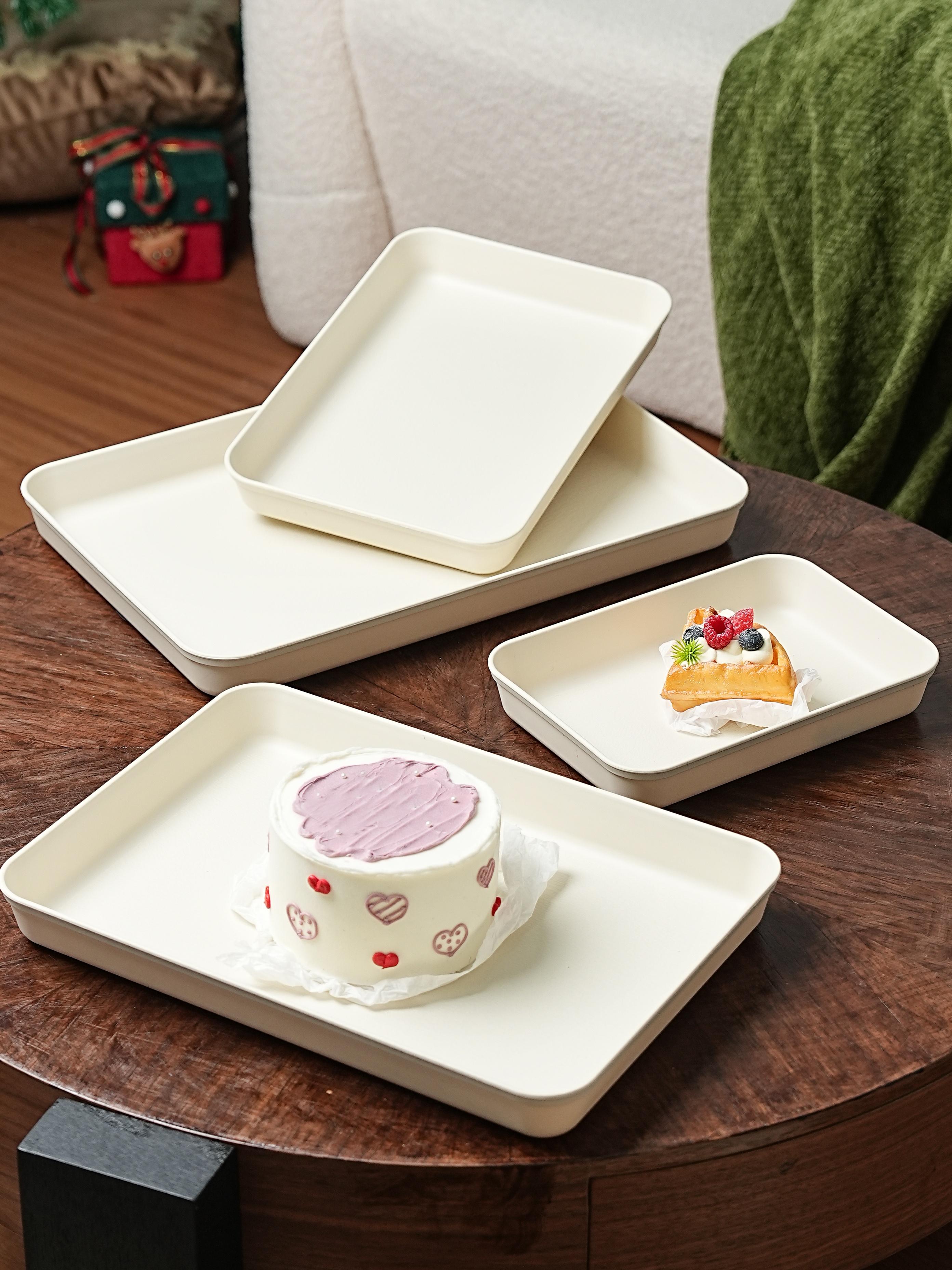 Reusable PP Plastic Serving Trays Ideal for cookies, appetizers, deli foods, snacks, desserts and fruits. Perfect for party food presentation; stackable design for kitchen countertop use. Available in multiple sizes and colors.