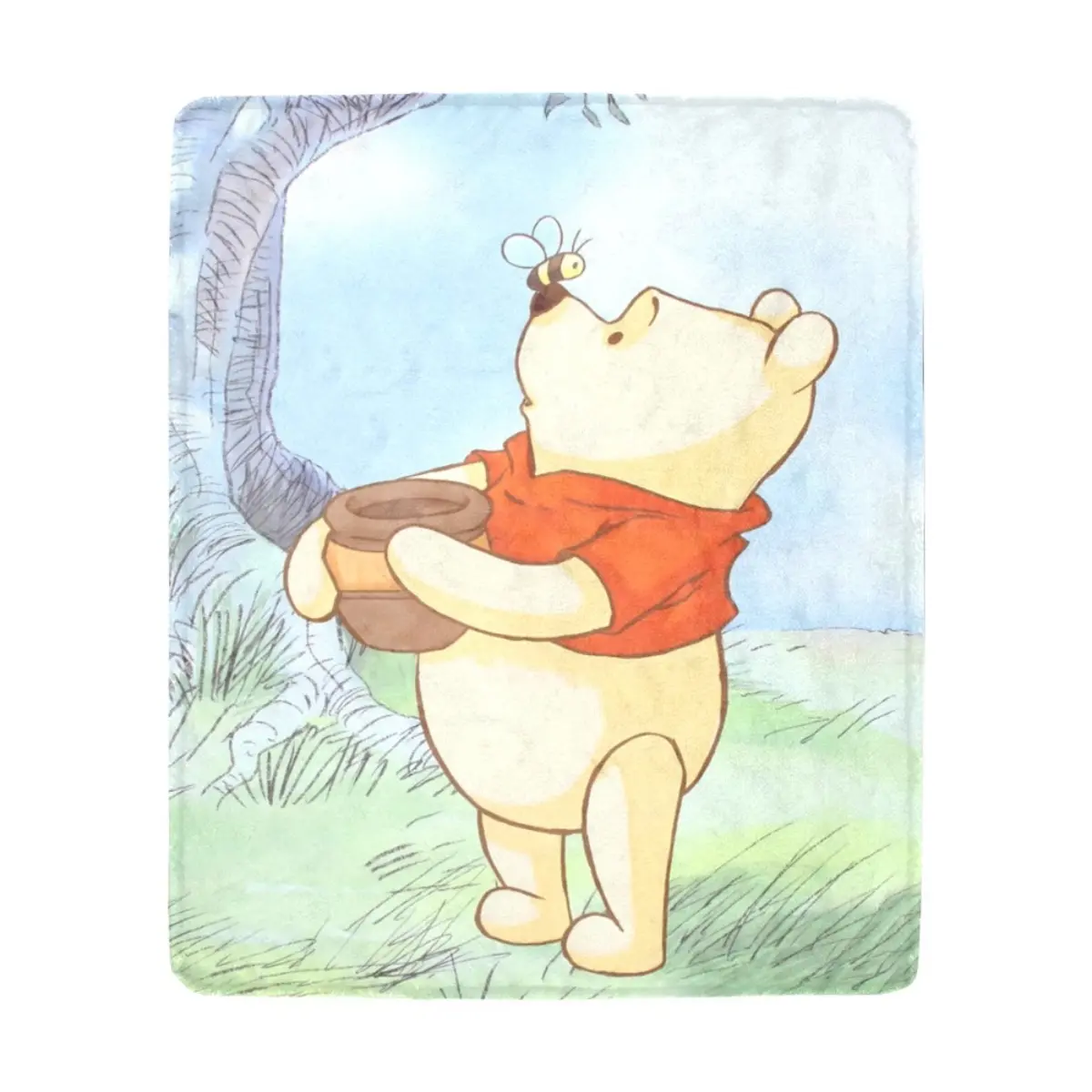 [SummerVibes] DISNEY CLASSIC Winnie The Pooh Fleece Throw Blanket, Bed, Sofa, Car - Machine Washable Outdoor Travel Gift Blankets