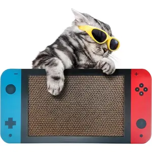 Gaming Cat Scratcher, Double Sided Cat Scratching Pad with Stickers, Game Theme Cute Kitten Interactive Toy, Kitten Toy & Cat Scratching Pad CHRISTMAS THEMED SELF-ADHESIVE CAT SCRATCHING PAD