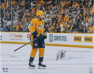 Roman Josi Nashville Predators Autographed 16" x 20" Gold Jersey Celebrating Photograph - Fanatics Authentic Certified