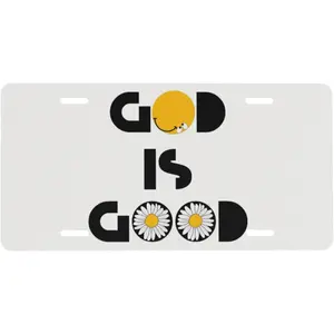 God is So Good Funny Front License Plate 6x12 – White Daisy Christian Religious Aluminum Vanity Tag Cover for Car Truck SUV with 4 Holes
