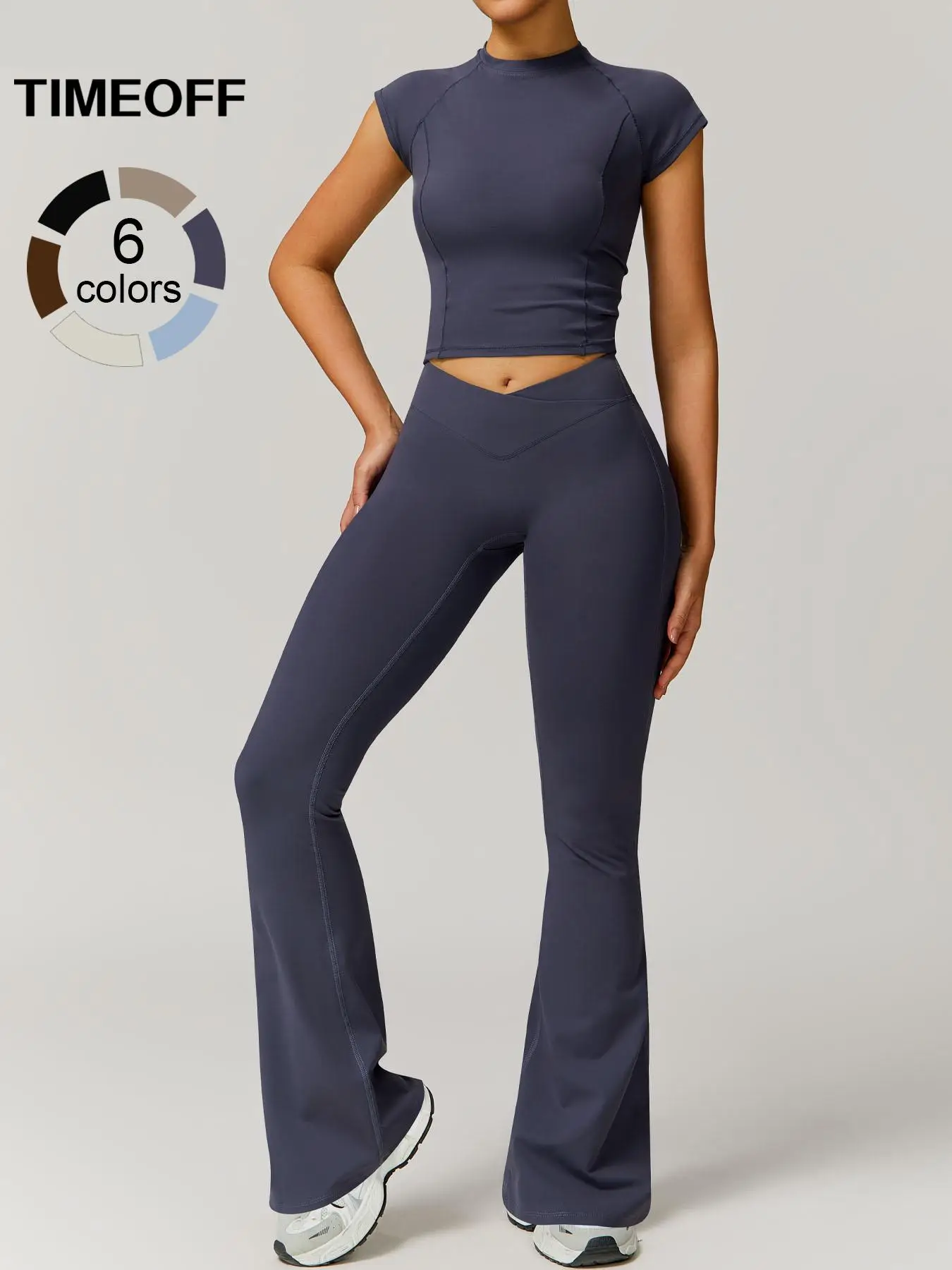 Timeoff Women's High Elastic Soft Top Quick-drying Beautiful Hip V-shaped Waist Trousers Yoga Suit Comfortable and Light Fabric Made Of Recycled Polya