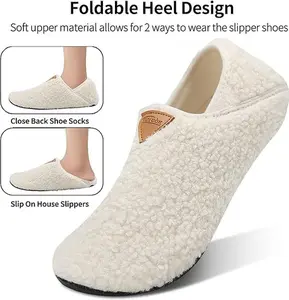 House Slippers for Women Men ,Womens Mens Slippers with Non-slipSole Slip On for indoor & Outdoor,Portable Slippers for Home TravelHotel,Winter Warm Slippers FootwearShoe Slide Comfort Foldable Heel Design SpringStatements
