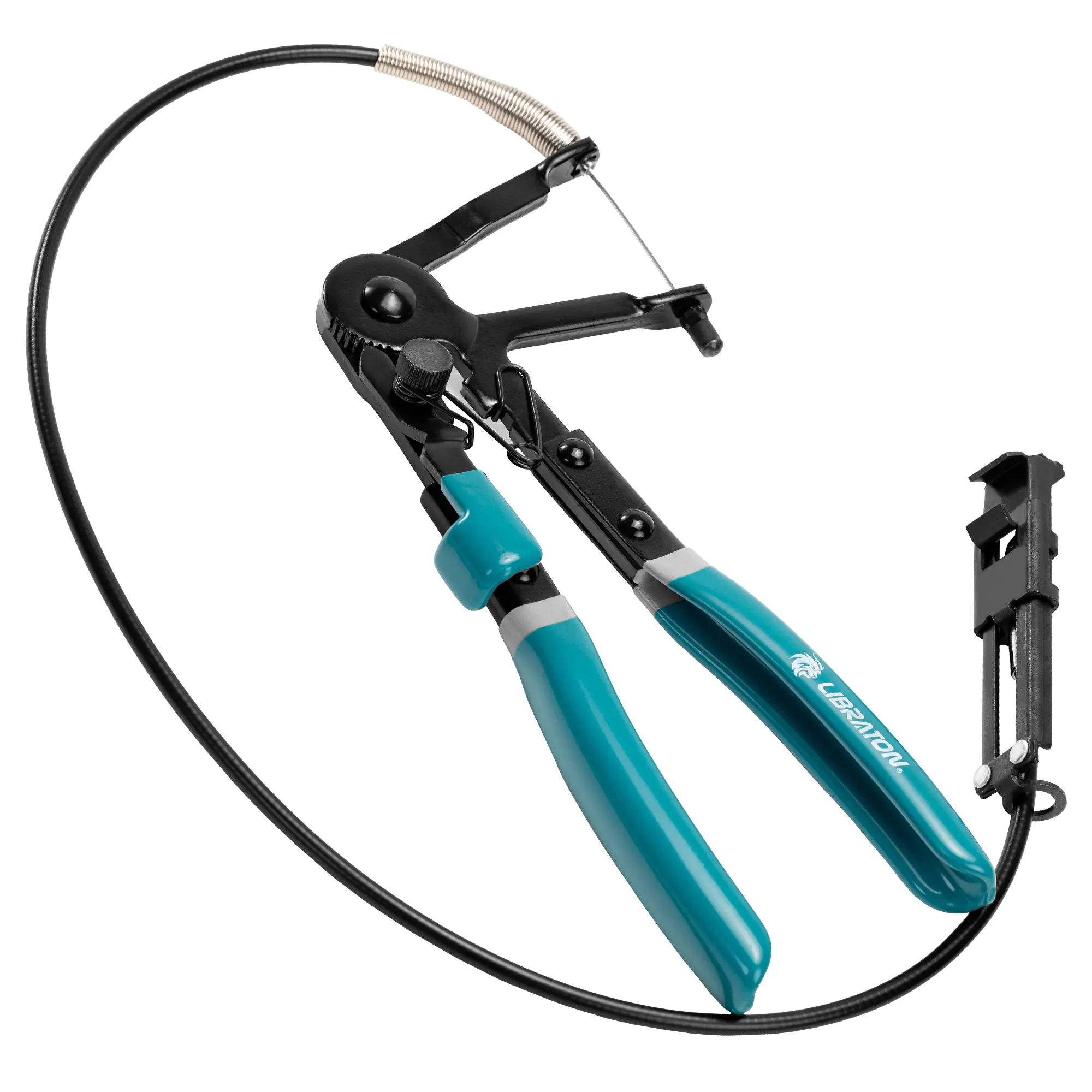 LIBRATON Flexible Hose Clamp Pliers, 27.5" Radiator Hose Clamp Pliers, 8-50mm Adjustable Ratcheting Spring Clamp Removal Tool, Ergonomic Handle for Automotive, Oil, and Machinery Maintenance