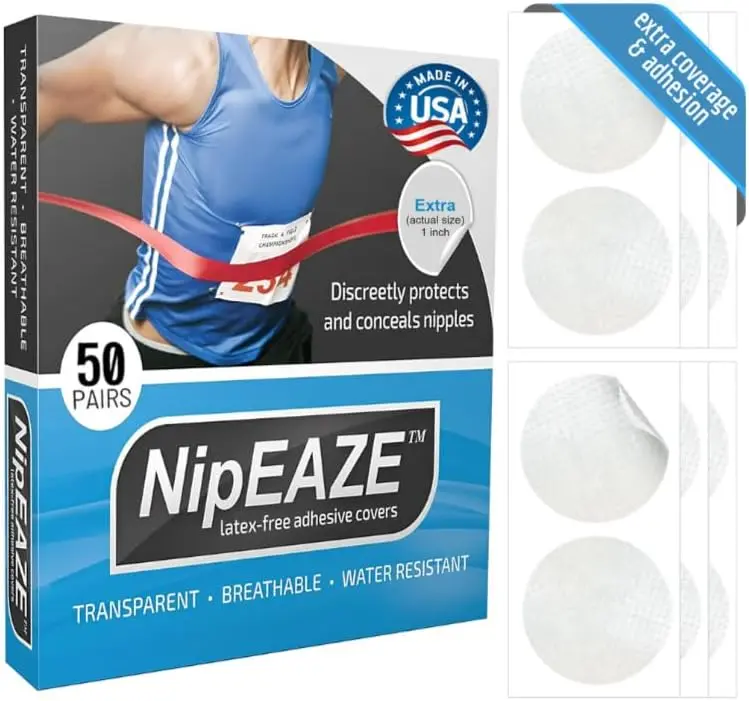 NipEaze Athletic Nipple Covers for Men & Women – Transparent Chafe Prevention & Concealment, The Original Sports Nipple Cover / Size EXTRA 50pairs