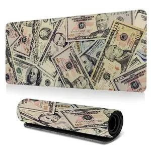 Luxury money-themed large-sized gaming mouse pad, finance desktop protection pad, anti-slip rubber lock edge high-definition printing, suitable for computers, laptops, offices, homes, schools, as a gift for family and friends.
